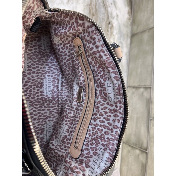 Guess Women's Cheatin' Heart Dome Satchel Black Leopard SL481207 Logo Charm READ - Picture 15 of 16